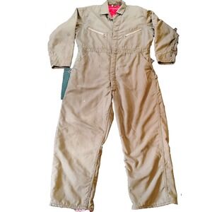 Oshkosh Coveralls Men's Large Olive Green Cotton Workwear Long Sleeve Vintage